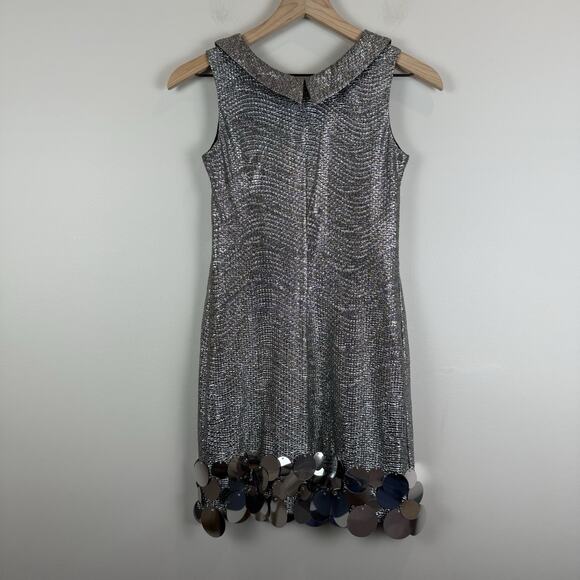 Biscotti Collezioni Party Dress Sz 12 Platinum Silver Sequins‎ Bling Cocktail - Picture 4 of 8
